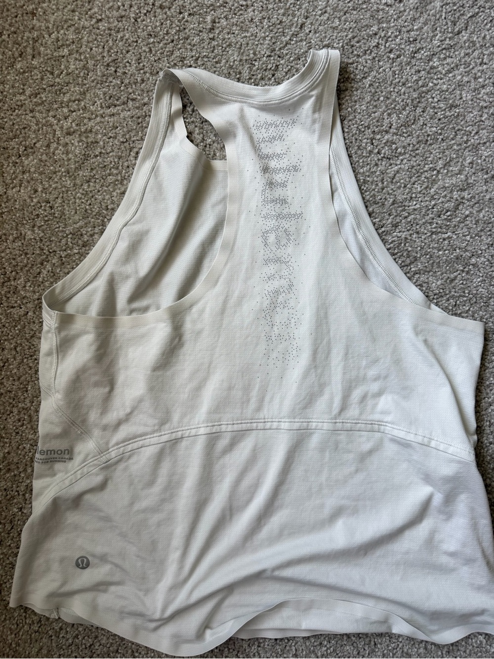 lululemon athletica White Racerback Performance Tank with Subtle Logo Detail